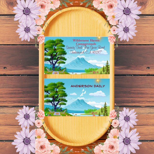 Family Camping Summer Adventure Nature-Inspired Business Card (Creator Uploaded)