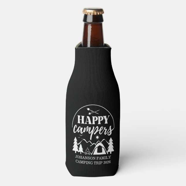 Family Camping Trip Bottle Cooler (Bottle Front)