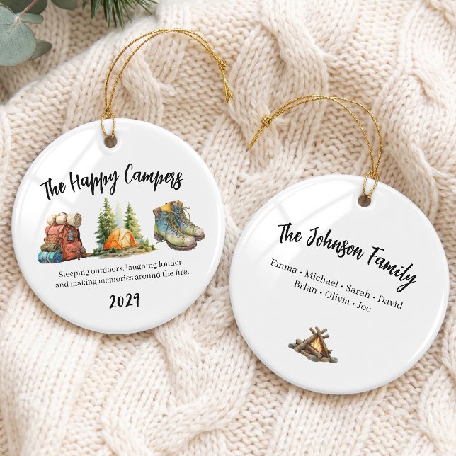 Family Camping Trip Group Ceramic Tree Decoration (Creator Uploaded)