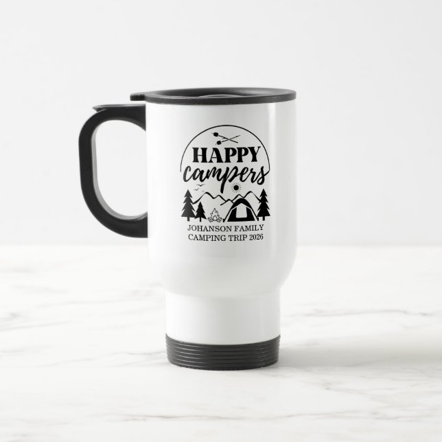 Family Camping Trip Travel Mug (Left)