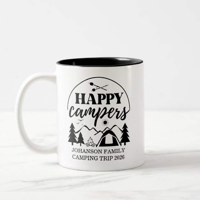Family Camping Trip Two-Tone Coffee Mug (Left)