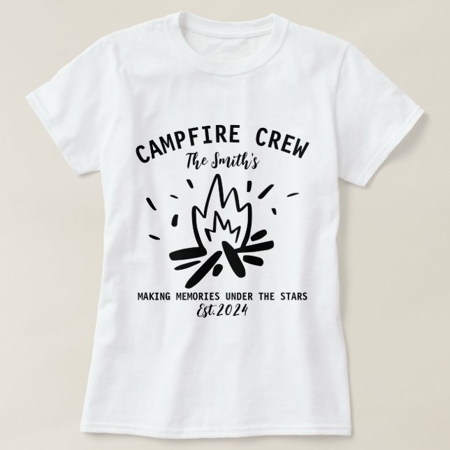 Family Camping Vacation 2024, Campfire Crew T-Shirt (Design Front)