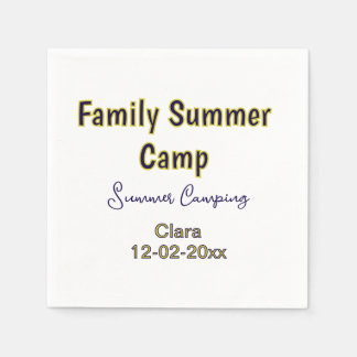 Family camping vacation custom add name dateSummer Napkin
