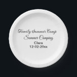 Family camping vacation custom add name dateSummer Paper Plate<br><div class="desc">Design</div>