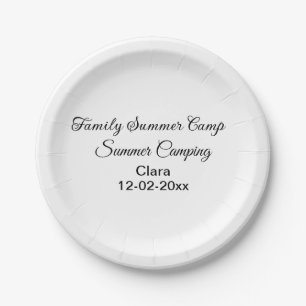 Family camping vacation custom add name dateSummer Paper Plate