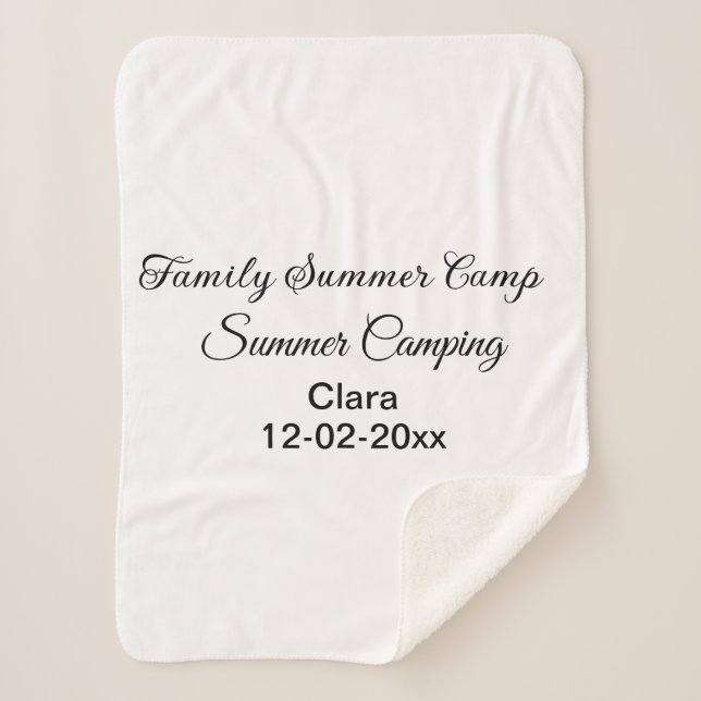 Family camping vacation custom add name dateSummer Sherpa Blanket (Front)