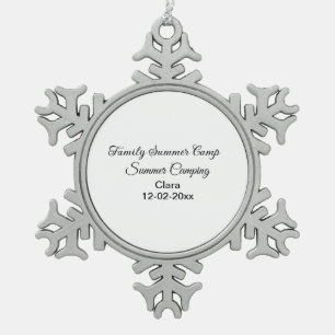 Family camping vacation custom add name dateSummer Snowflake Pewter Christmas Ornament