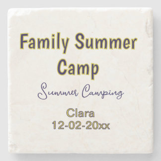 Family camping vacation custom add name dateSummer Stone Coaster