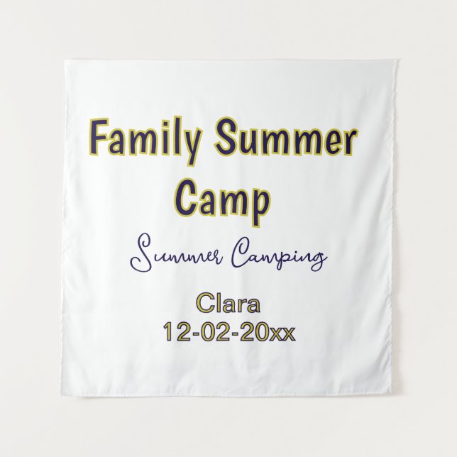 Family camping vacation custom add name dateSummer Tapestry (Front)