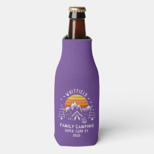 Family Camping Vacation Matching Retro Forest Bottle Cooler