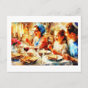 Family Celebrating Passover,  Postcard
