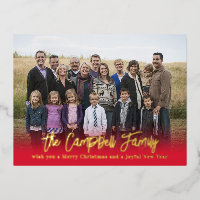 Family Cheer Foil Holiday Postcard Family Reunion