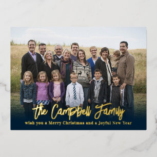 Family Cheer Foil Holiday Postcard Family Reunion