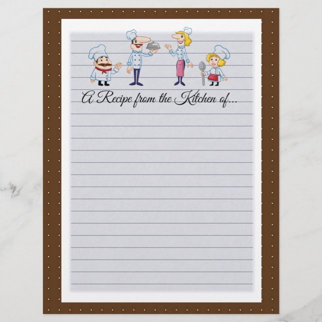 Family Chefs  Recipe Insert (Front)