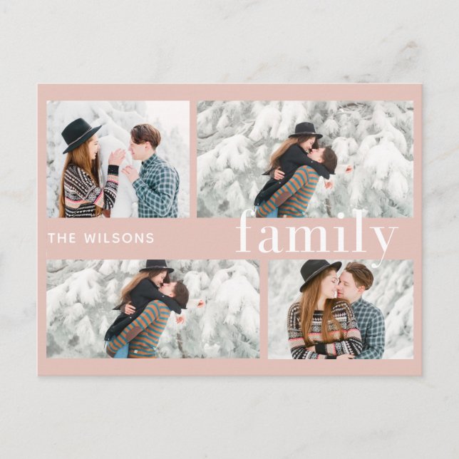 family chic modern multi photo  holiday postcard (Front)