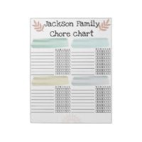 Family Chore chart tear off weekly