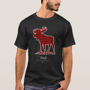 Family Christmas 2022 Buffalo Plaid Red Black Moos T-Shirt