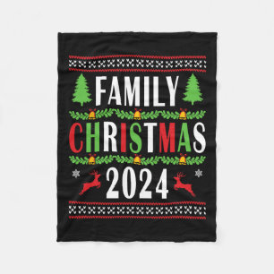 Family Christmas 2024 Funny Matching Xmas Tree  Fleece Blanket