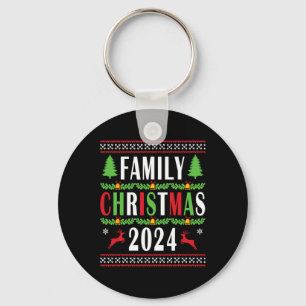 Family Christmas 2024 Funny Matching Xmas Tree Key Ring
