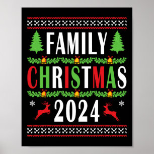 Family Christmas 2024 Funny Matching Xmas Tree Poster