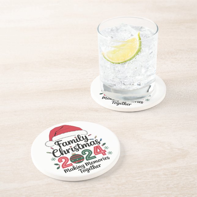Family Christmas 2024 Making Memories Together Coaster (Side)