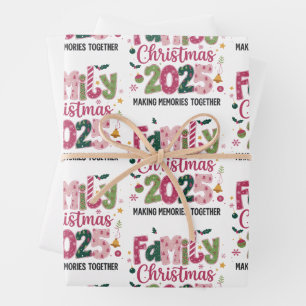 Family Christmas 2025 Making Memories Together Wrapping Paper Sheet