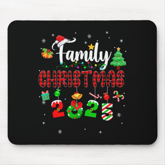 Family Christmas 2025 Matching Red Plaid Squad San Mouse Pad (Front)
