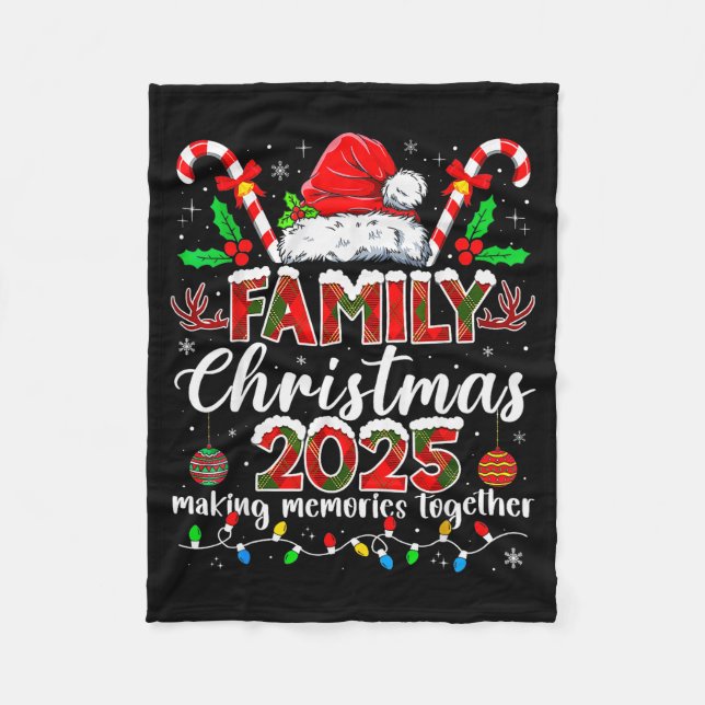 Family Christmas 2025 Matching Tee Xmas Santa Pjs  Fleece Blanket (Front)