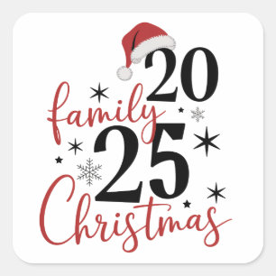 Family Christmas 2025 Squad Reunion Matching Square Sticker