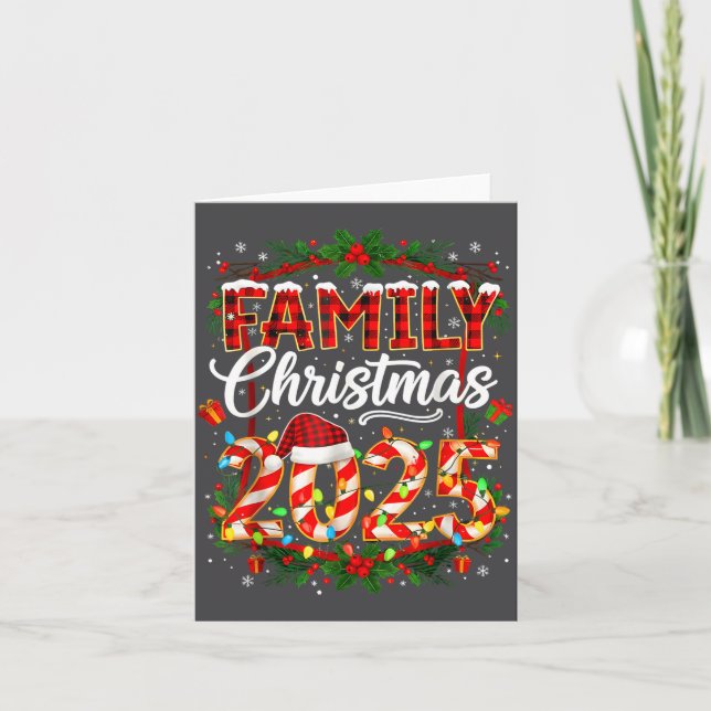 Family Christmas 2025 Xmas Lights Santa Pajamas Ho Card (Front)