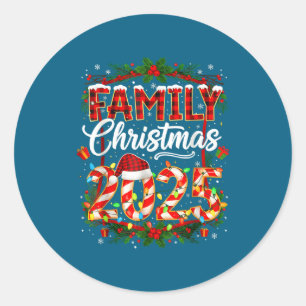 Family Christmas 2025 Xmas Lights Santa Pajamas Ho Classic Round Sticker