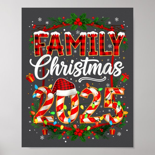 Family Christmas 2025 Xmas Lights Santa Pajamas Ho Poster (Front)