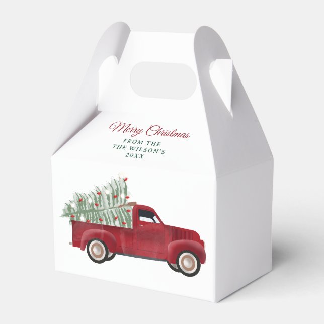 Family Christmas Antique Pickup Truck Xmas Tree Favour Box (Front Side)