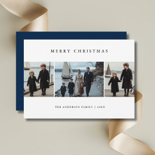 Family Christmas Blue Maritime Nautical Photo Holiday Card