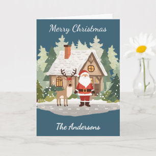 Family Christmas Card - Santa & Reindeer