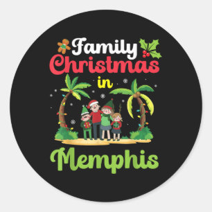 Family Christmas Celebration In Memphis With Tropi Classic Round Sticker