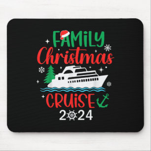 Family Christmas Cruise 2024 Funny Boat Trip Merry Mouse Pad