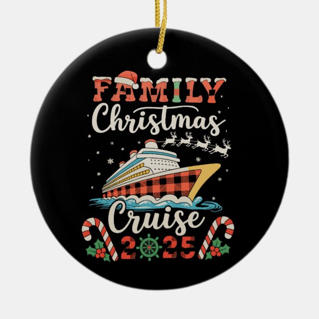 Family Christmas Cruise 2025 Matching Xmas Holiday Ceramic Tree Decoration (Front)