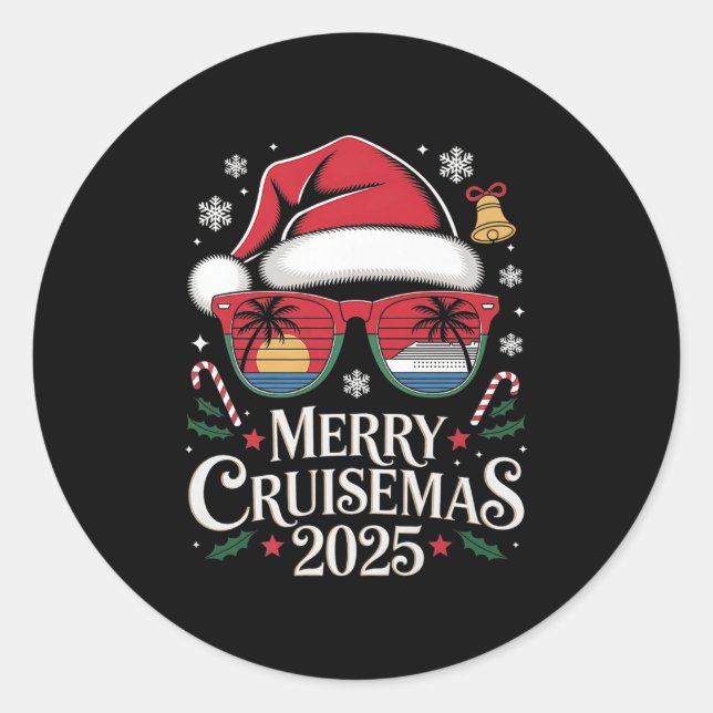 Family Christmas Cruise 2025 Merry Cruisemas Xmas  Classic Round Sticker (Front)