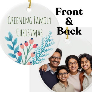 Family Christmas farmhouse rustic photo Ceramic Tree Decoration