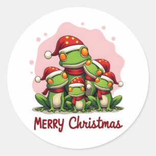 Family christmas frogs (1) classic round sticker