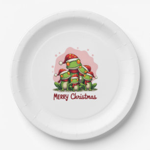 Family christmas frogs (1) paper plate