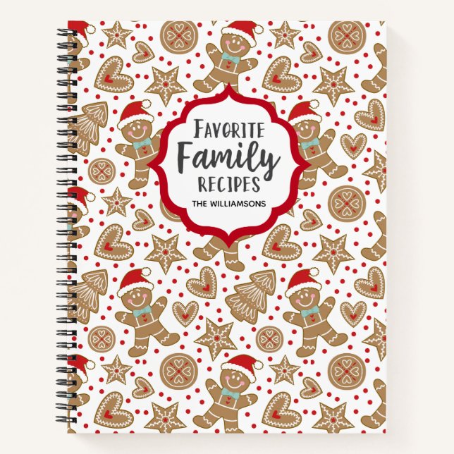 Family Christmas Gingerbread Man Recipe Cookbook Notebook (Front)