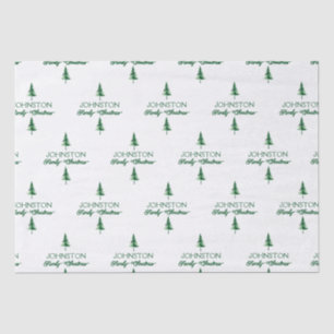 Family Christmas Green Watercolor Pine Tree Tissue Paper