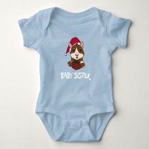 Family Christmas Guinea Pig Baby Sis Personalised Bodysuit