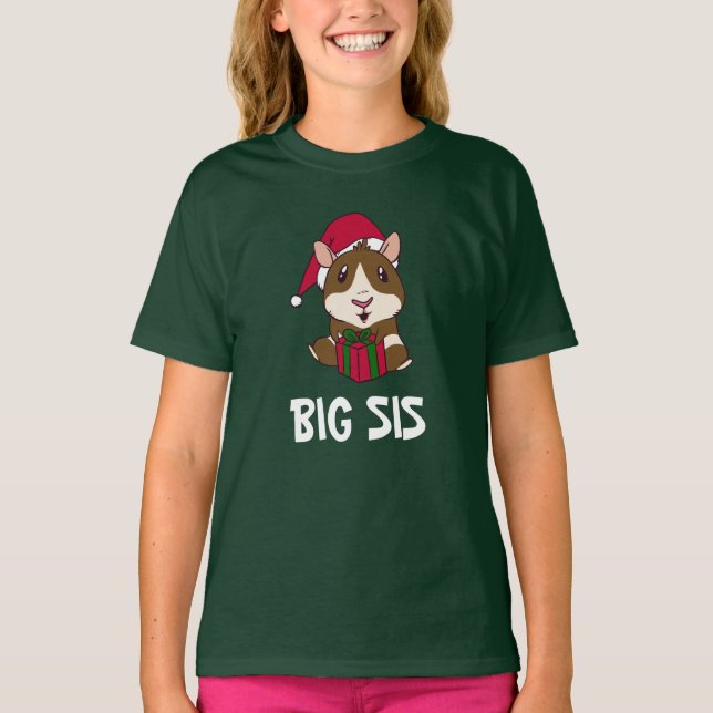 Family Christmas Guinea Pig Big Sis Personalise T-Shirt (Front)