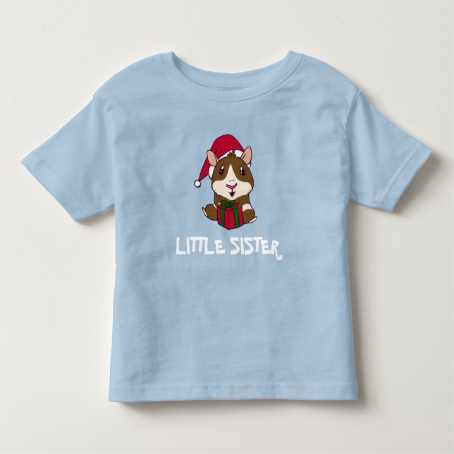 Family Christmas Guinea Pig Little Sis Personalise Toddler T-Shirt (Front)