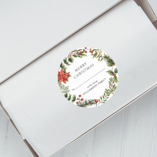 Family Christmas Holidays Botanical Modern Classic Round Sticker