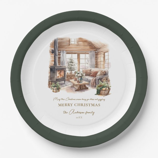 Family Christmas Home Party Personalised Paper Plate (Front)