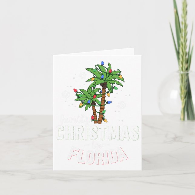 Family Christmas In Florida Palm Trees Xmas Beach  Card (Front)